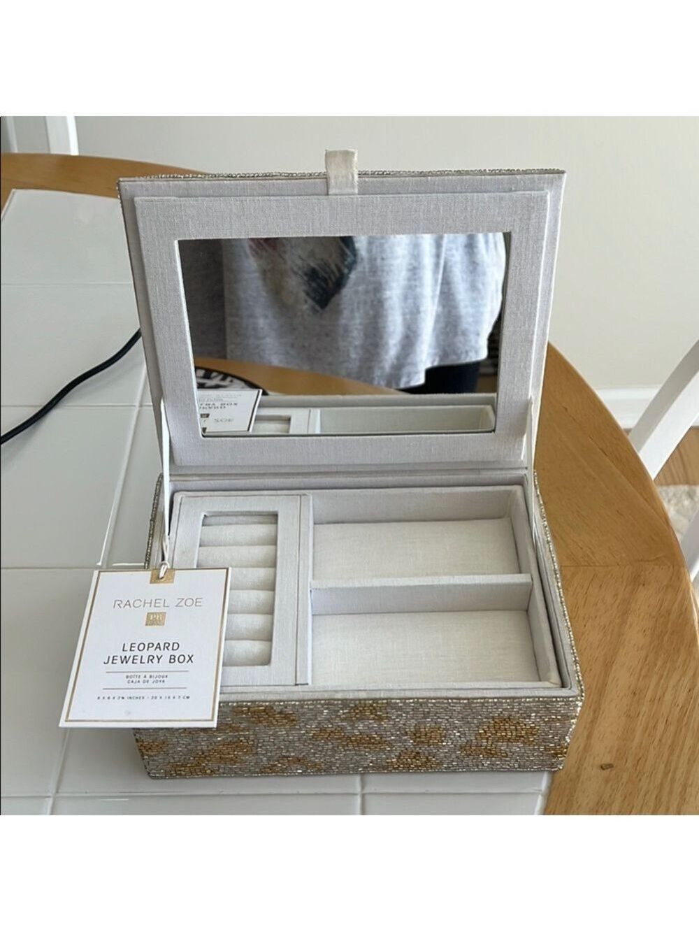 Rachel Zoe Leopard Metallic Beaded Jewelry Box